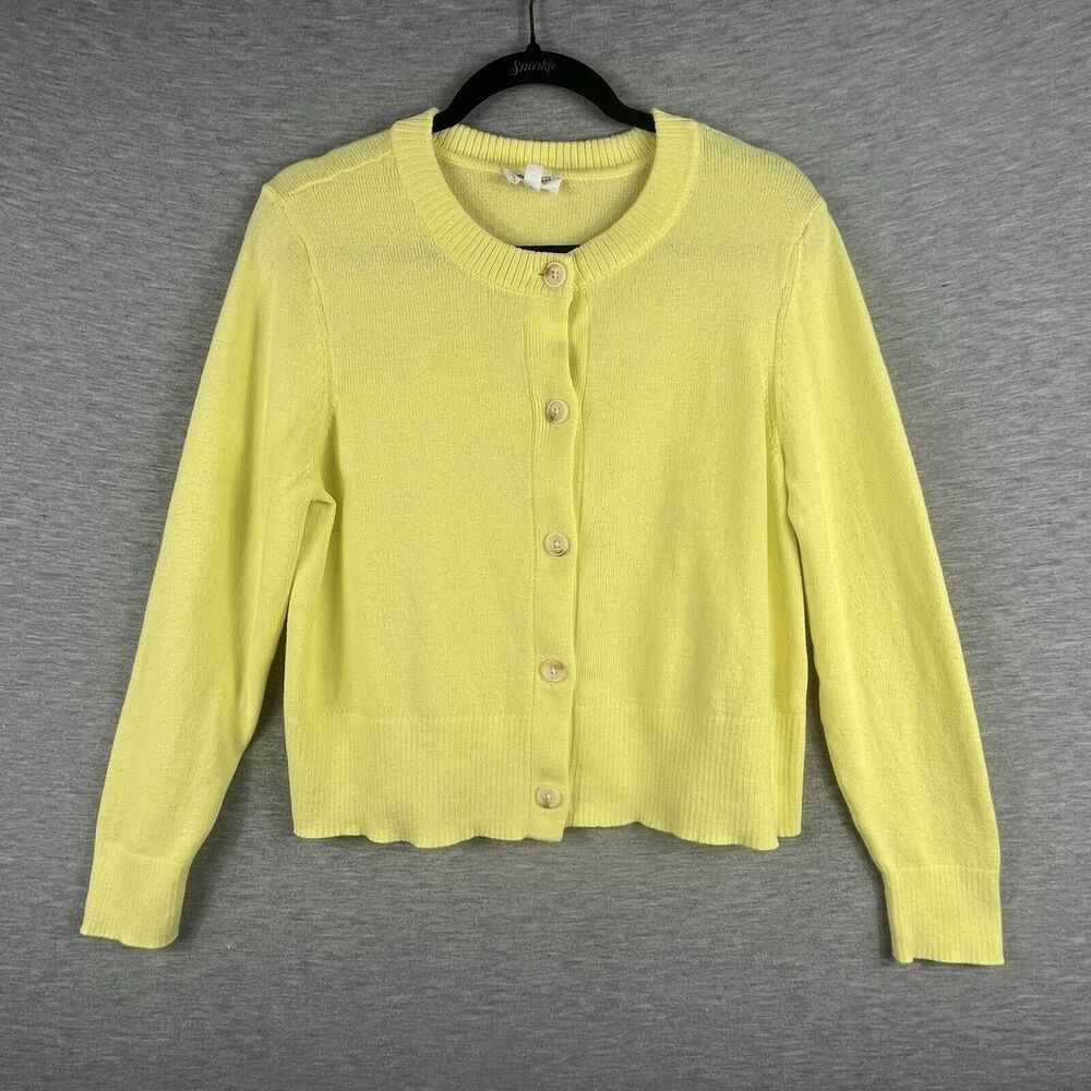 Candace Cameron Bure Yellow Button up Cardigan Medium Canary